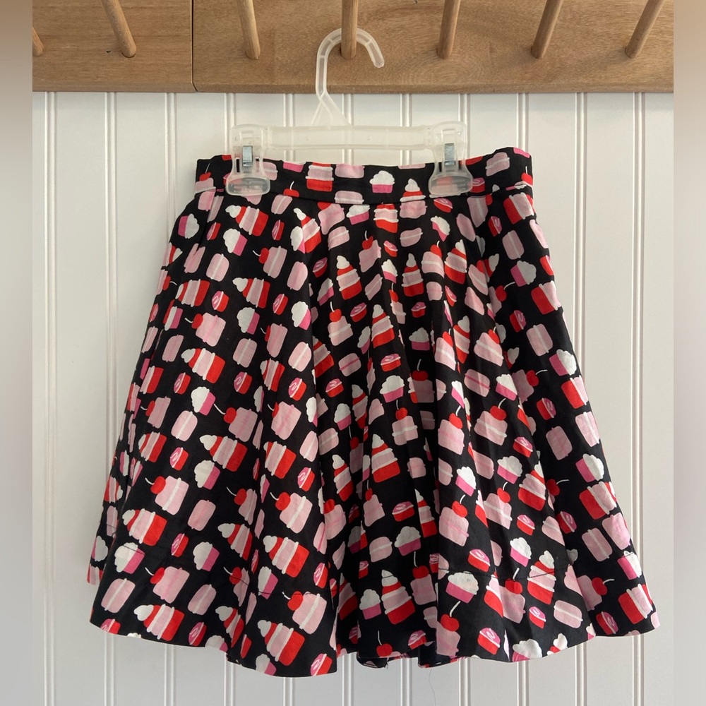 Kate Spade NY Skirt Rules Mini Pink Black Cake Sweets Petit Four Full Skirt 8Y